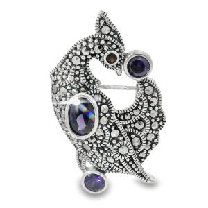 Brosa-Pandantiv Argint Marcasite Agatha Purple