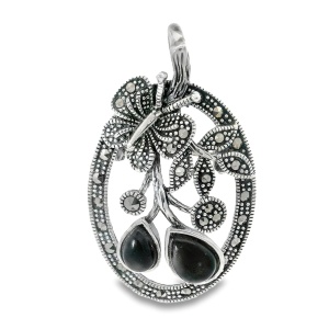 Brosa-Pandantiv Argint Marcasite Doreen Black