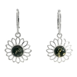 Cercei Argint cu inchidere leverback Chihlimbar Daisy
