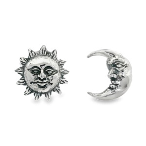 Cercei Argint cu surub Soare si Luna