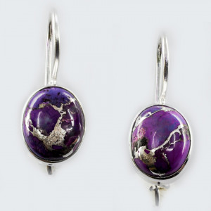 Cercei Argint cu tortita si inchidere Purple Copper Turquoise Priyal