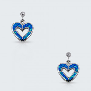 Cercei cu surub opal heart