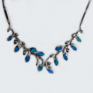 Colier Argint Opal Leaves