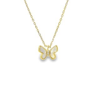 Colier Argint suflat Aur 585 Zirconia Fabienne