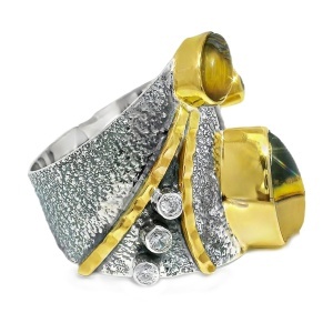 Inel Argint cu elemente suflate in Alama Jasp Bumblebee para Khushi - Img 2