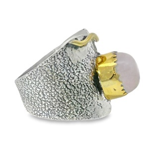 Inel Argint cu elemente suflate in Alama Quartz Roz Sunisa - Img 2