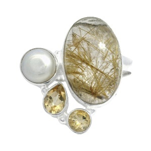 Inel Argint Quartz Rutilat Auriu Darsika