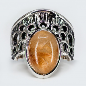 Inel Argint Quartz Rutilat Auriu Kaiynat