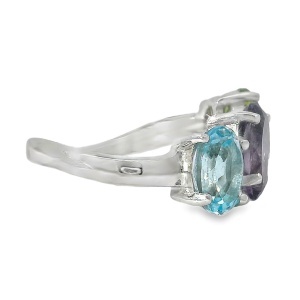Inel Argint Topaz, Ametist si Peridot Pailin - Img 2