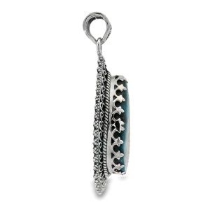 Pandantiv Argint Realizat Manual Turquoise Tibetan Bindiya - Img 2