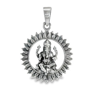 Pandantiv Argint Unisex Meditating Ganesha