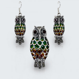 Set night owl cu brosa pandantiv
