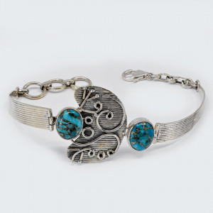 Bratara Argint Blue Copper Turquoise Banjar