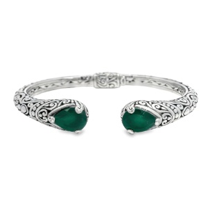 Bratara Fixa Argint realizata manual Agata Verde Khalani