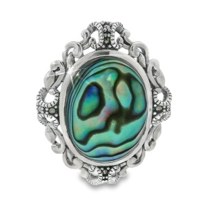 Brosa-Pandantiv Argint cu Marcasite si Sidef Abalone Khajee