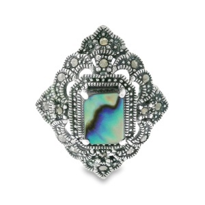 Brosa-Pandantiv Argint cu Marcasite si Sidef Abalone Waan