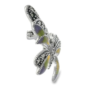 Brosa-Pandantiv Argint Fluture cu Marcasite si Email Buppha - Img 2