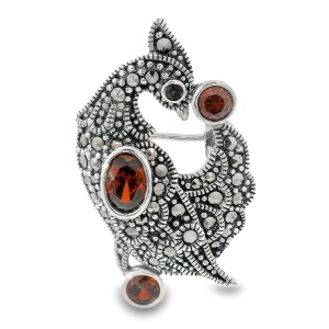Brosa-Pandantiv Argint Marcasite Agatha Red