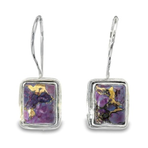 Cercei Argint cu tortita si inchidere Purple Copper Turquoise Drishti