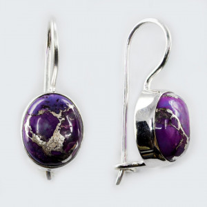 Cercei Argint cu tortita si inchidere Purple Copper Turquoise Priyal - Img 2