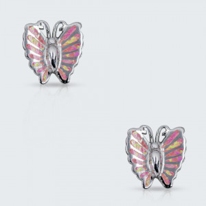 Cercei cu surub lovely pink butterfly
