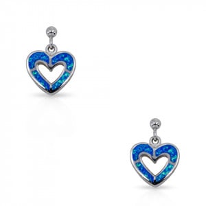 Cercei cu surub opal heart - Img 3
