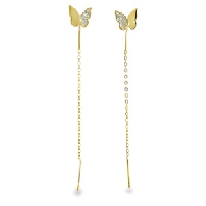 Cercei lungi din Argint suflat Aur 585 Cubic Zirconia Laure