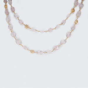 Colier Argint suflat Aur 585 Quartz Roz Samudra