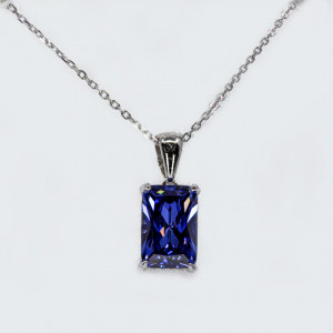 Colier Argint Zirconia Aveline Albastru Tanzanit