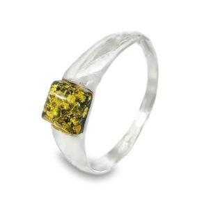 Inel Argint Chihlimbar Baltic Verde Deschis Deimante