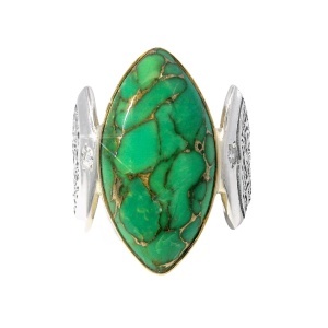 Inel Argint Green Copper Turquoise Juhi