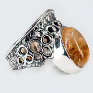 Inel Argint Quartz Rutilat Auriu Kaiynat - Img 2