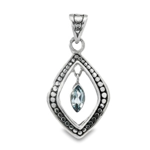 Pandantiv Argint Realizat Manual Topaz Albastru Hemashi