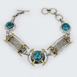 Bratara Argint Blue Copper Turquoise Gayathri