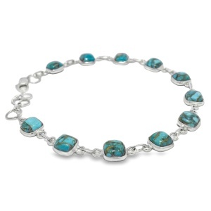 Bratara Argint Blue Copper Turquoise Padma - Img 2