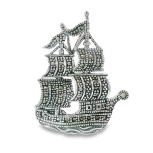 Brosa-Pandantiv Argint Corabie cu Marcasite Mee