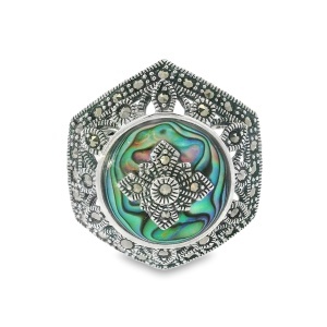 Brosa-Pandantiv Argint cu Marcasite si Sidef Abalone Tantawan