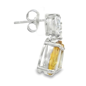 Cercei Argint cu surub Sultanit de laborator si Cubic Zirconia Ambre - Img 2