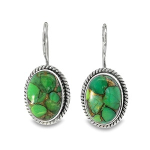 Cercei Argint cu tortita si inchidere Green Copper Turquoise Salini