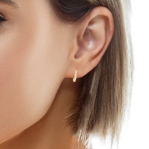 Cercei Argint suflat Aur 585 cu inchidere englezeasca Zirconia Pierrette - Img 3
