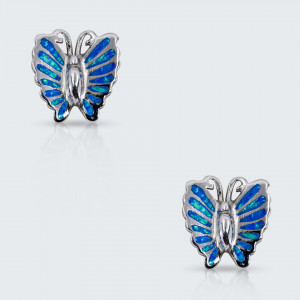Cercei cu surub lovely opal butterfly