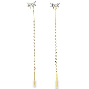 Cercei lungi din Argint suflat Aur 585 Cubic Zirconia Elodie