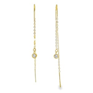 Cercei lungi din Argint suflat Aur 585 Cubic Zirconia Therese