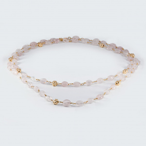 Colier Argint suflat Aur 585 Quartz Roz Samudra - Img 2
