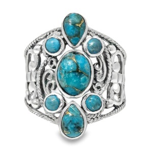 Inel Argint Blue Copper Turquoise Uluberia
