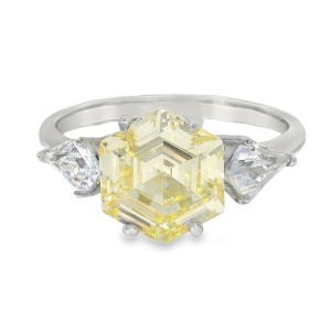 Inel Argint Cubic Zirconia Galben-Sampanie Ciandra