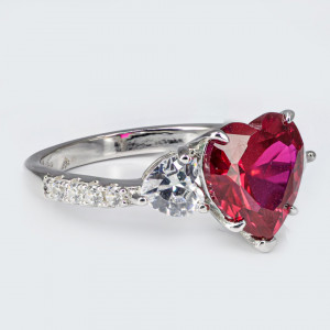 Inel Argint Zirconia Philomene Rosu Intens - Img 2
