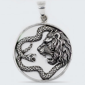 Pandantiv argint unisex Snake and Lion
