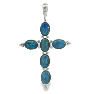 Pandantiv- Cruce Argint realizat manual Opal Australian Kalangitan