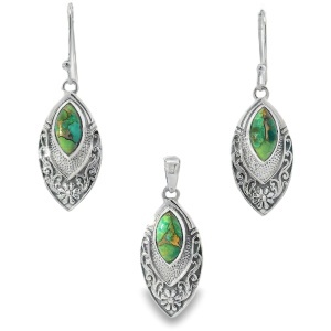 Set Argint Green Copper Turquoise Kairavi